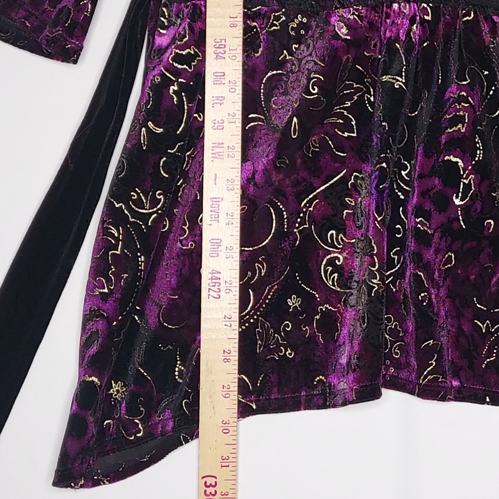 Y2K Velvet Empire Tie Waist Flare Sleeve Top Womens 2X Purple Witchy Whimsigoth - Picture 7 of 13